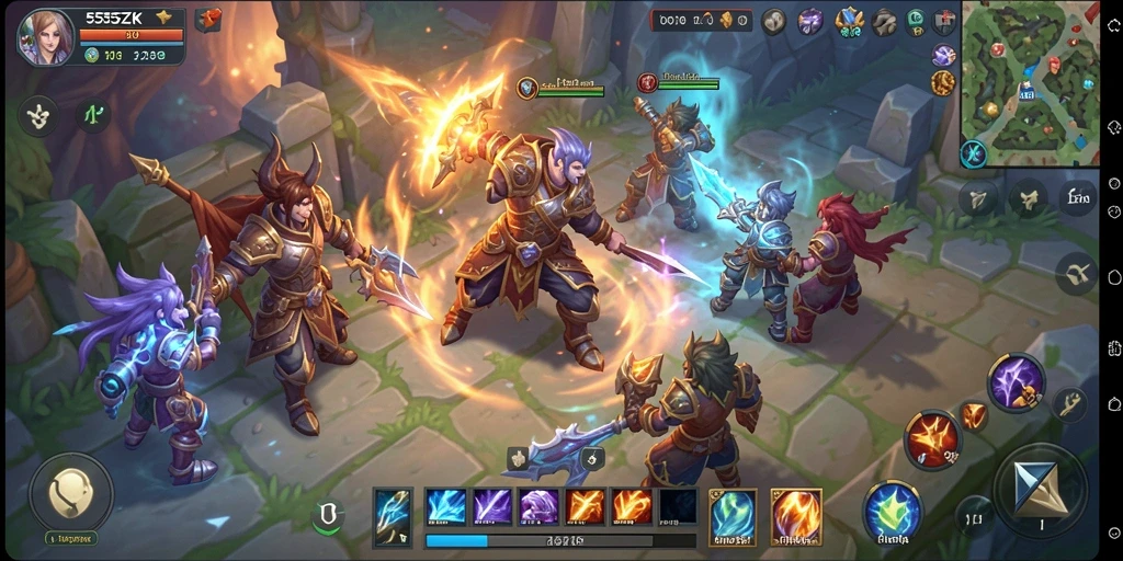 Tangkapan layar gameplay menarik dari 555ZK dalam pertarungan ARPG.
