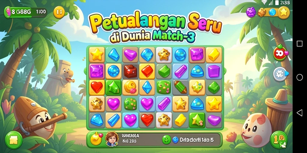 Screenshot gameplay 8G8G yang menampilkan aksi match-3 yang seru.
