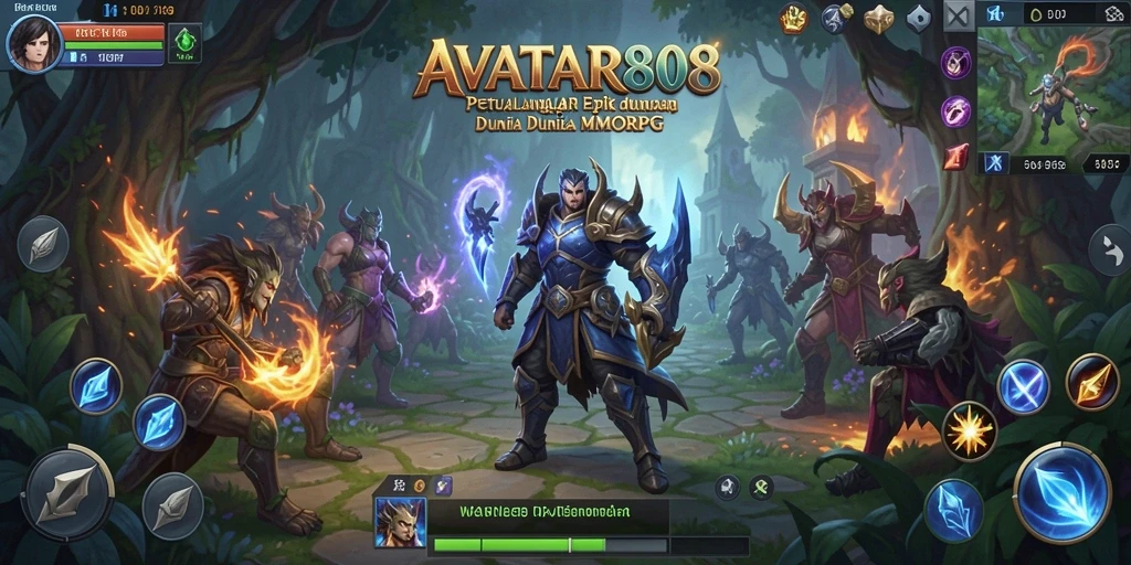 Tampilan gameplay seru dalam AVATAR808 yang menampilkan pertarungan epik di dunia MMORPG.