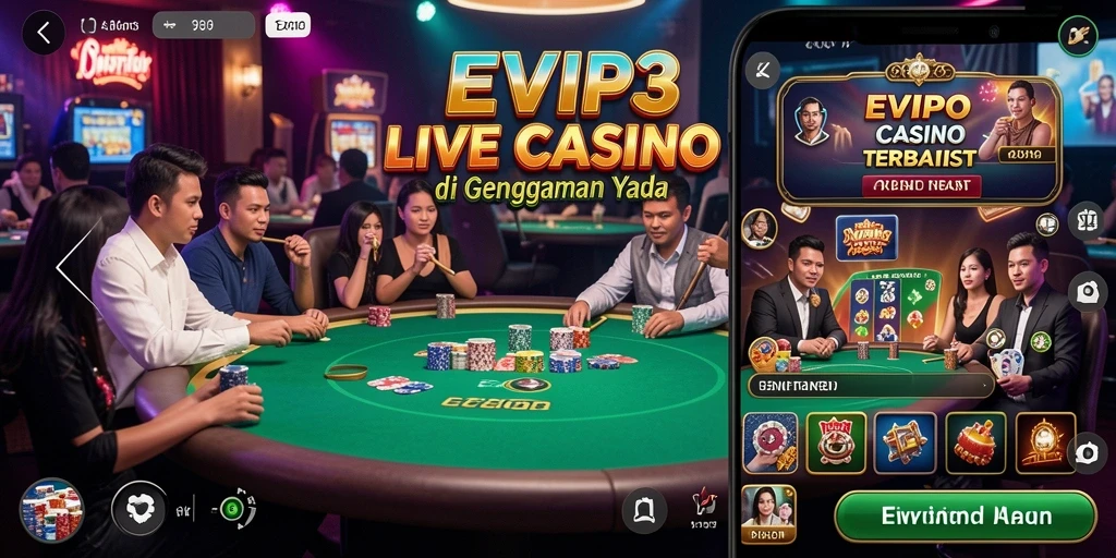 Tampilan gameplay Live Casino yang mendebarkan di EVIP3.