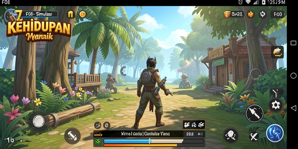 Tampilan gameplay F08 dengan interaksi karakter yang dinamis.