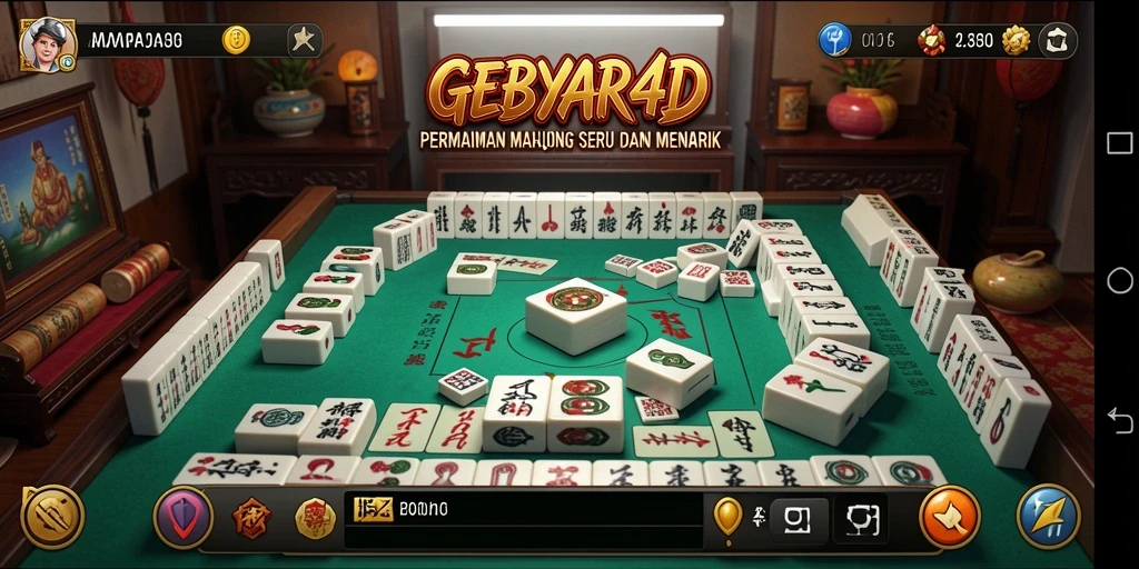 Tampilan gameplay menarik dari GEBYAR4D yang menampilkan tantangan Mahjong.