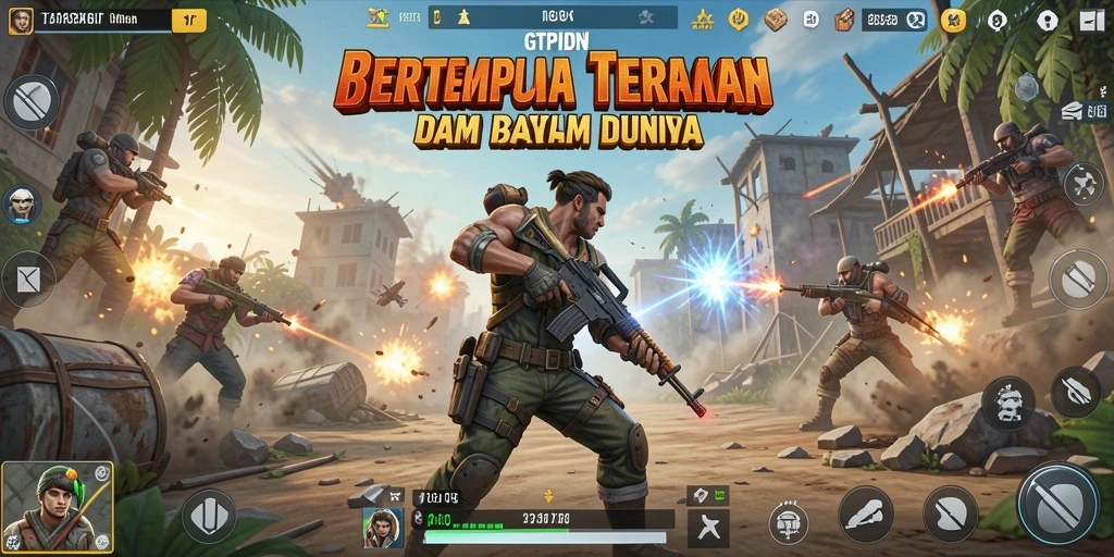 Tangkapan layar menunjukkan aksi seru dalam pertempuran Battle Royale.