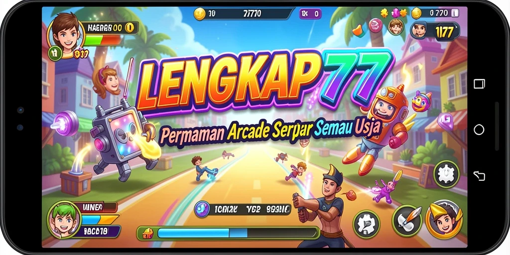 Screenshot LENGKAP777 menampilkan gameplay Arcade yang seru dan penuh warna.