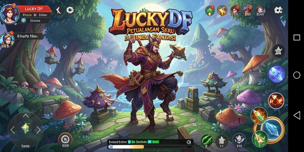 Gameplay LUCKYDF yang menampilkan petualangan epik di dunia fantasi.