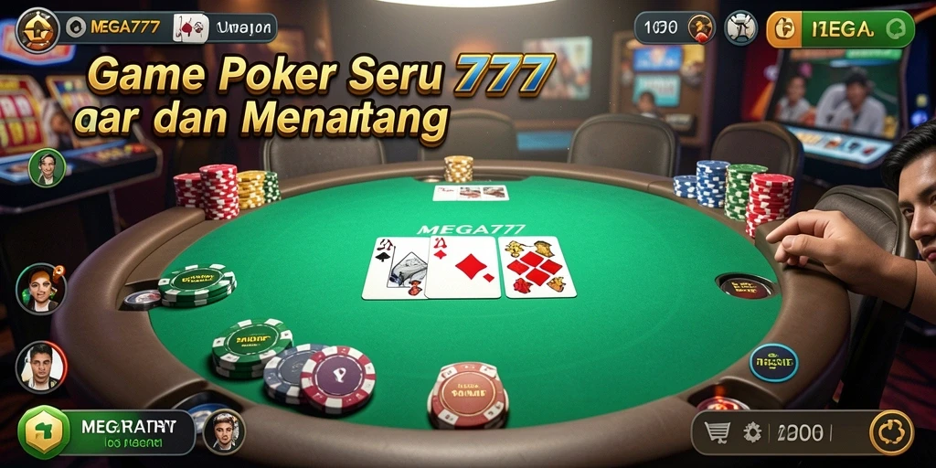 Tampilan gameplay MEGA777 dengan suasana Poker yang menegangkan.
