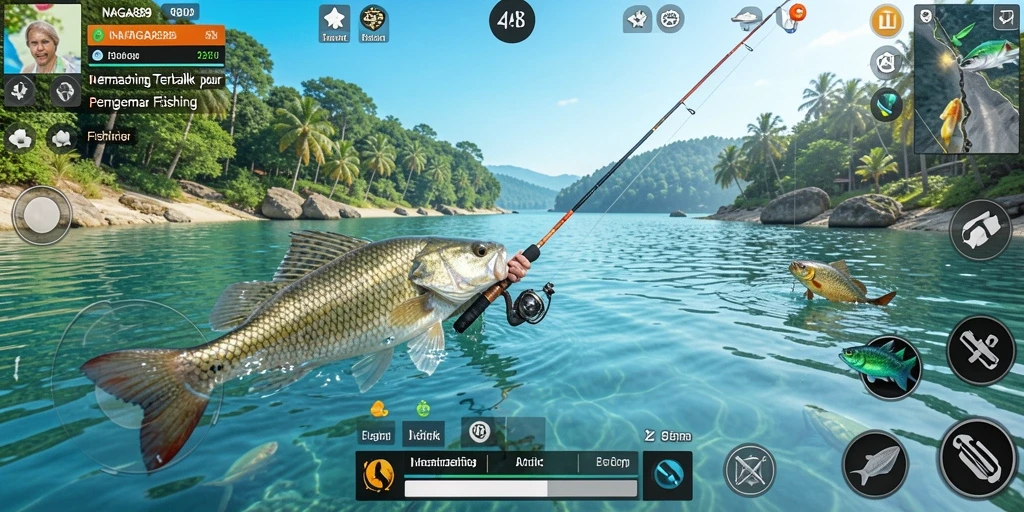 Tampilan gameplay seru dalam NAGA889 saat menangkap ikan.