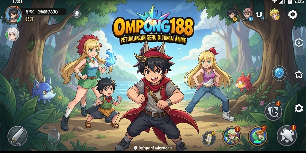 Screenshot gameplay OMPONG188 menampilkan karakter anime dalam aksi