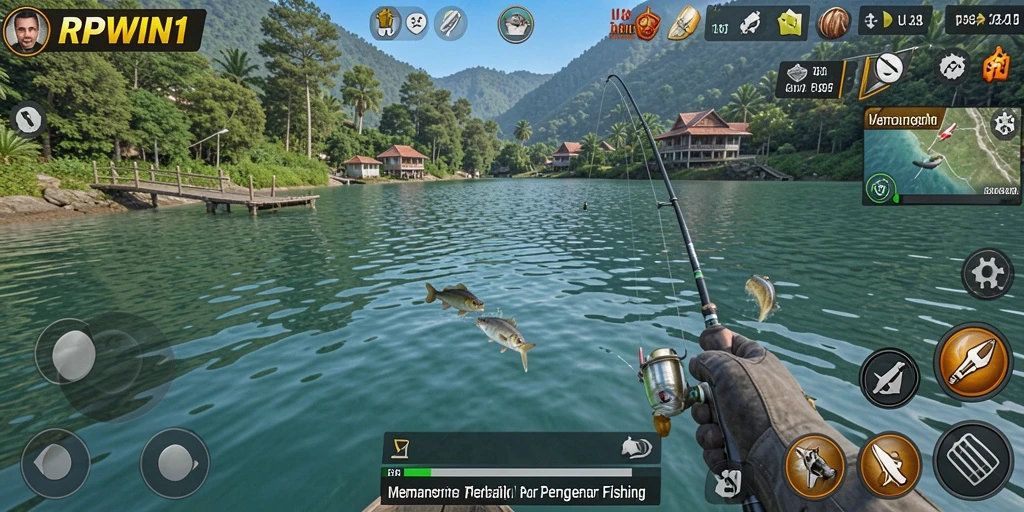 Screenshot menunjukkan momen seru saat menangkap ikan besar.