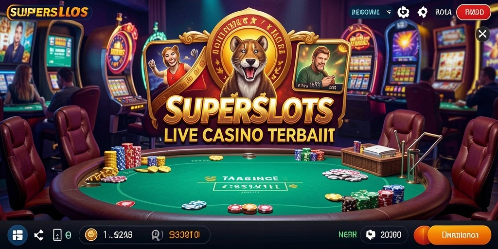 Cuplikan gameplay <strong>SUPERSLOTS</strong> yang menampilkan dealer langsung di Live Casino.