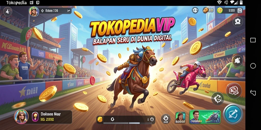 Gameplay seru balapan di TOKOPEDIAVIP dengan lintasan yang menantang.