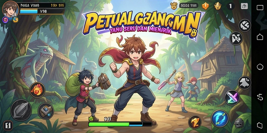 Screenshot gameplay V98 menampilkan aksi seru di dunia Anime.